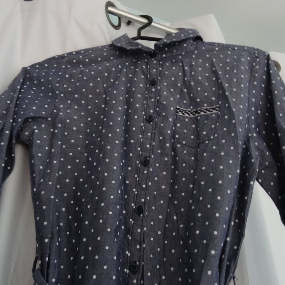 girls Faded Glory size XL polka dot button up blouse with belt